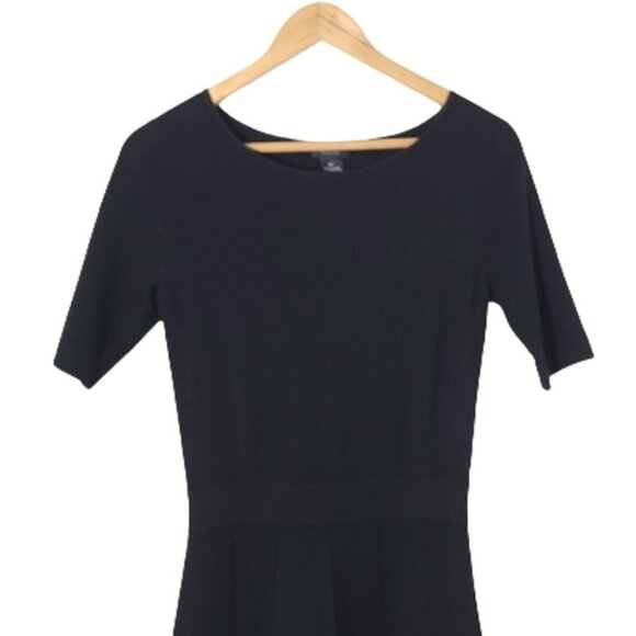 CLUB MONACO Black Short Sleeves Fit-n-Flare Knit Sweater Dress Women's Size S - Picture 3 of 13